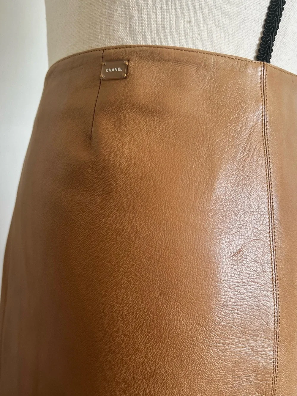 Chanel Leather Fluted Skirt